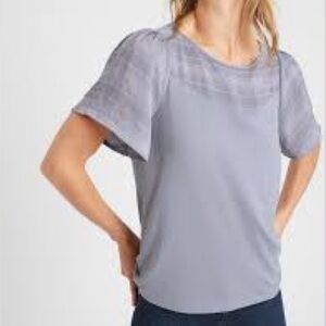 Banana Republic Light Gray Flutter Sleeve Top